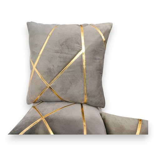 Image of Zikrak Besur Gold Stripe On Velvet|Pack of 5 Cushion Cover|for Home Decoration|Living Room Decor|Hotel Premeuim Quality Cushion Cover|Exclusive ON Amazon (Mouse, 26 x 26 INCH(65 X 65 CM))