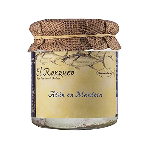 Conserva de Atun en Manteca - Tarro de 250 g - Conservas El Ronqueo (Pack de 1 tarro)