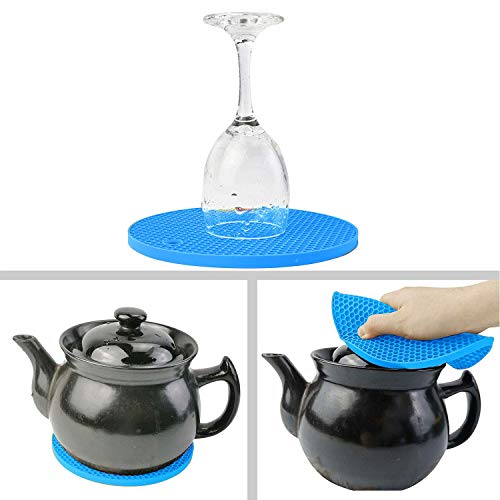 Image of Countertop Protector Heat Resistant Trivets for Hot Pots and Pans - Non-Slip Insulated Heat Pads for Kitchen Counter Blue Pack of 2