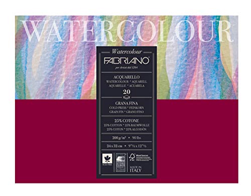 Papel de acuarela Fabriano de 200g y 24x32 cm bloc para pintura acuarela