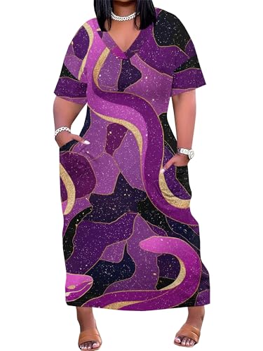 Image of SUZONANA Plus Size Dresses for Curvy Women African Print American Dress Summer Outfits Casual Loose with Pocket