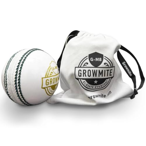 Growmite Leather Cricket Ball 156g Each 4-Piece Construction Hand-Stitched Raised Seam Practice Training T20 & Club Match Play
