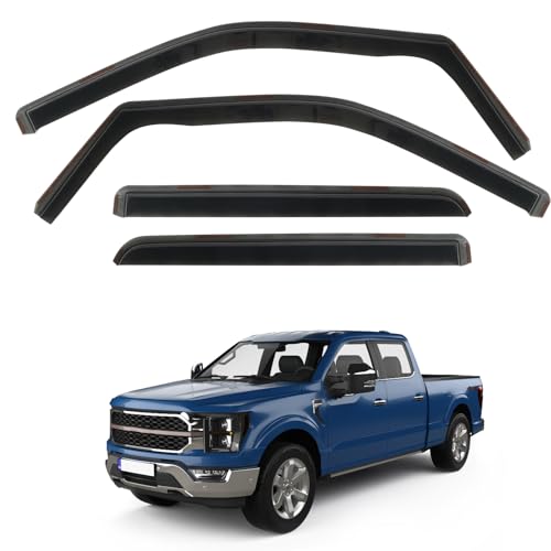 4 PCS in-Channel Rain Guards Fit for 2021 2022 2023 2024 2025 Ford F150 SuperCrew, Side Window Wind Deflectors for 23-25 F-250 F-350 F-450 F-550 Crew Cab, Vent Window Visors Shade Shield