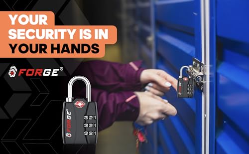Forge TSA Luggage Combination Lock - Open Alert Indicator, Easy Read Dials, Alloy Body- Ideal for Travel, Lockers, Bags (Black 4PK) - Thumbnail 7