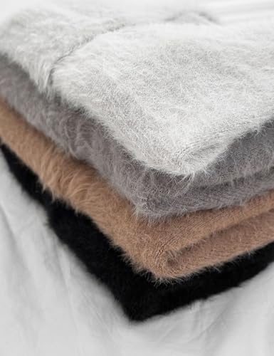 Image of COZYPOIN Womens Fuzzy Cardigan Sweater V Neck Button Down Soft Knit Coat | Loose, Comfy, Slouchy Drop Shoulder, Long Sleeve Fluffy Mohair, Warm, For Daily Work Holiday, Spring Fall Winter Fashion