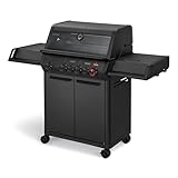 Enders® Gasgrill MONROE PRO 4 SIKR TURBO SHADOW, 4-Edelstahlbrenner, Seitenkocher, Infrarot-Backburner, Sichtfenster, HEAT RANGE™, SWITCH GRID™, 800 °C TURBO ZONE™, SIMPLE CLEAN™ ink. SEARGRATE, #8366