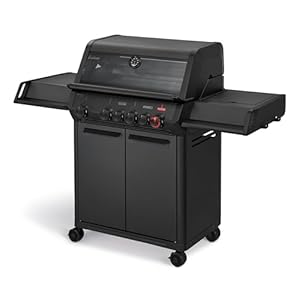 Enders® Gasgrill MONROE PRO 4 SIKR TURBO SHADOW, 4-Edelstahlbrenner, Seitenkocher, Infrarot-Backburner, Sichtfenster, HEAT RANGE™, SWITCH GRID™, 800 °C TURBO ZONE™, SIMPLE CLEAN™ ink. SEARGRATE, #8366