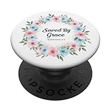 Saved by Grace – Rosa Blau Blumen Christian Faith Art PopSockets Klebender PopGrip