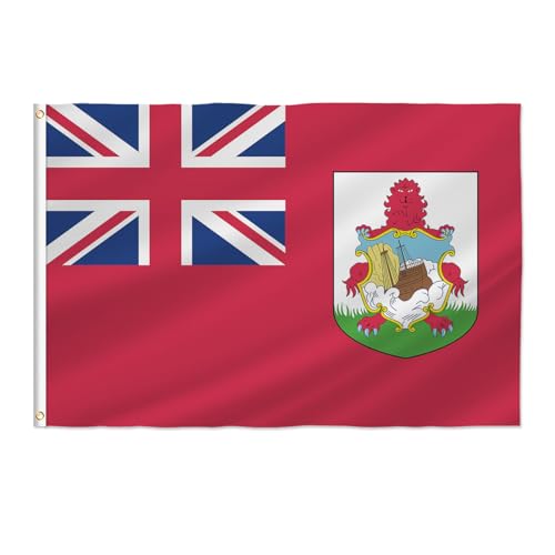 PTEROSAUR Bandera de Bermudas, bandera británica de Bermudas de 2 x 3 pies, ojales de latón, pancarta de decoración para interiores y exteriores