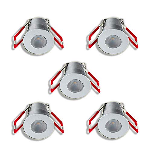 3W LED Mini Einbaustrahler, Aluminium, IP65 Schutz, 3000K Warmweiß, Dimmbar mit Funk, Innen- und Außenbeleuchtung ideal für Terrassen-Uberdachungen, Badezimmer, etc (Silber, 5x Minispot) 3W LED Mini Einbaustrahler, Aluminium, IP65 Schutz, 3000K Warmweiß, Dimmbar mit Funk, Innen- und Außenbeleuchtung ideal für Terrassen-Uberdachungen, Badezimmer, etc (Silber, 5x Minispot)