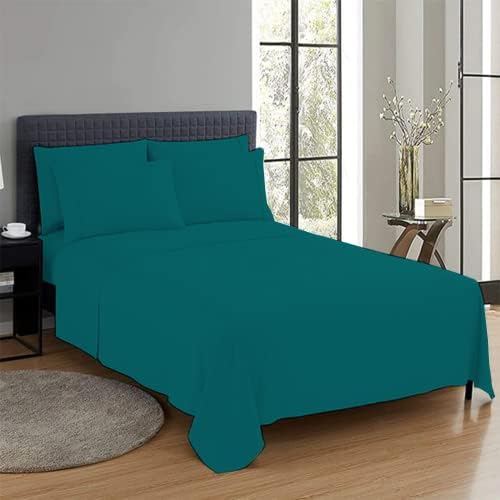 CHARKHAH Polycotton Flat Sheets with Single Double King Size Bed Ultra Soft Plain Top Sheet Dyed in Trendy Colors Hotel Collection Sheets Ideal for Winter & Summer Bedding (Black, Single)