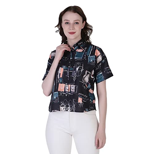 Image of GRECIILOOKS Shirt for Women`s | Womens Printed Half Sleeve Shirt | Casual Loose fit Tops | Comfortable Rich Korean Style Crop top for Women