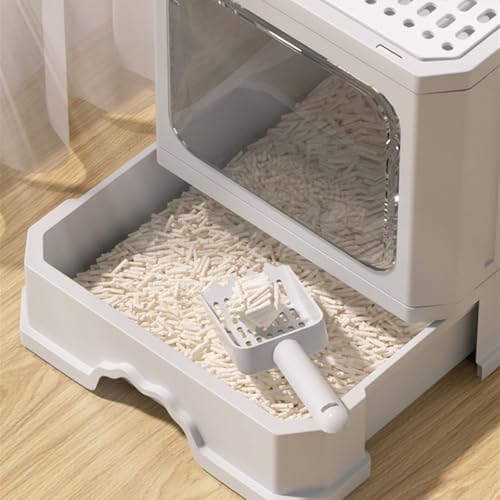 Arenero para gatos plegable con tapa y pala color naranja miniatura 4