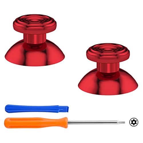 eXtremeRate Metall Thumbsticks für Xbox Series X/S, Kreis Muster Aluminium Analogsticks für Xbox One S/X, Ersatz Joystick für Xbox One Standard/Elite V1 Controller Zubehör Sticks-Rot
