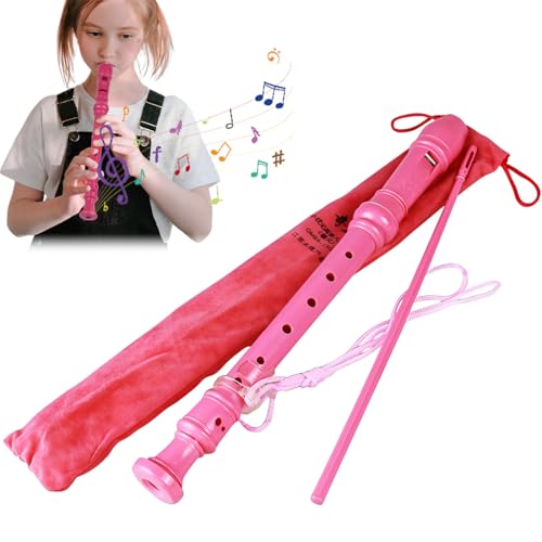 Flauta Dulce Soprano, Flauta para Escolar, Flauta de 8 Agujeros, Flauta Dulce Soprano para Niños y Principiantes, Flauta de ABS, Digitación Alemana, Rosa