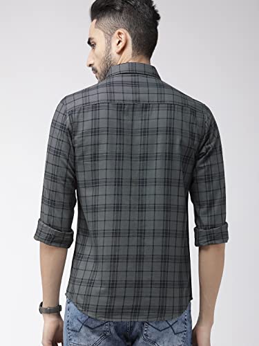 Image of The Indian Garage Co Men Slim Fit Checkered Full Sleeves Cutaway Collar Casual Shirt