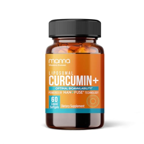 Manna Vitamins Evolved Liposomal Curcumin+ Softgels for Advanced Absorption Best Turmeric Supplement for Daily Joint & Immune Health Support - Non-GMO 500mg Curcuminoids (60ct)