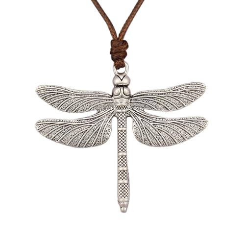 Bjesinmo Boho Pendant Necklace for Women Chunky Vintage Long Necklace with Dragonfly Charm Bohemian Funky Statement Jewelry