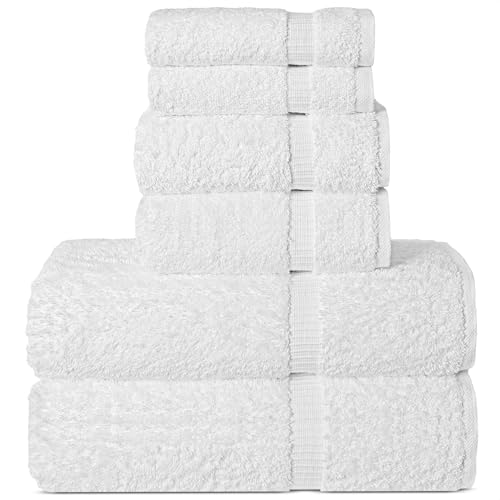 Chakir Turkish Linens Luxury Spa and Hotel Quality Premium Turkish Cotton 6-Piece Towel Set (2 x Bath Towels, 2 x Hand Towels, 2 x Washcloths)