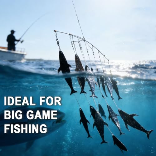Image of VIKETECH 36'' Offshore Fishing Dredge Teaser for Marlin Tuna Mahi Wahoo | 21 x 13'' rubber flaps, stainless spreader bar, 13 drops, for saltwater trolling, sailfish, heavy duty brass eye