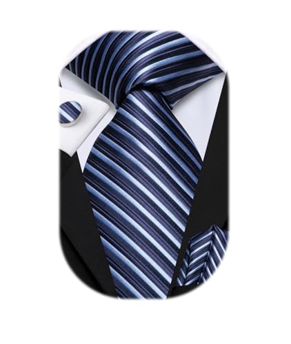 Image of Hi-Tie Men's Tie Sets Silk Paisley Striped Necktie Pocket Square Cuff-links Sets Wedding Business Holiday