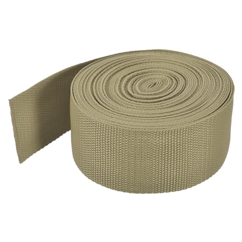 Image of MECCANIXITY Lightweight Polypropylene Webbing Strap 2 inch 10 Yard Backpack Strapping Band Khaki for Outdoor Luggage Cargo Straps