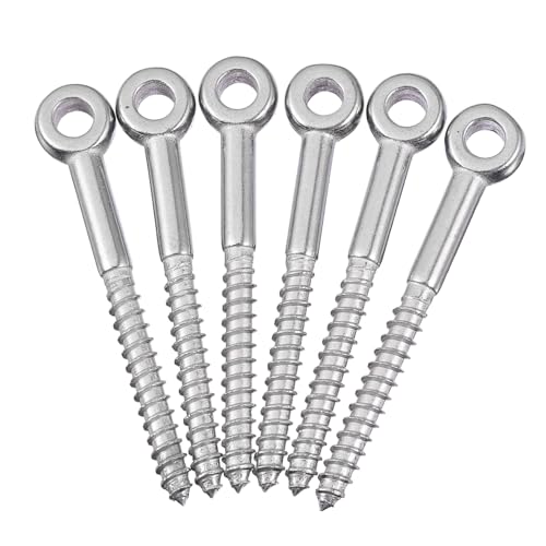 NUOLUX 6個 頑丈な不??セルフタッピングアイボルト 屋内外対応 吊り下げ用木用ネジ 耐腐食性ステンレス製 多用途ハンギングアクセサリー