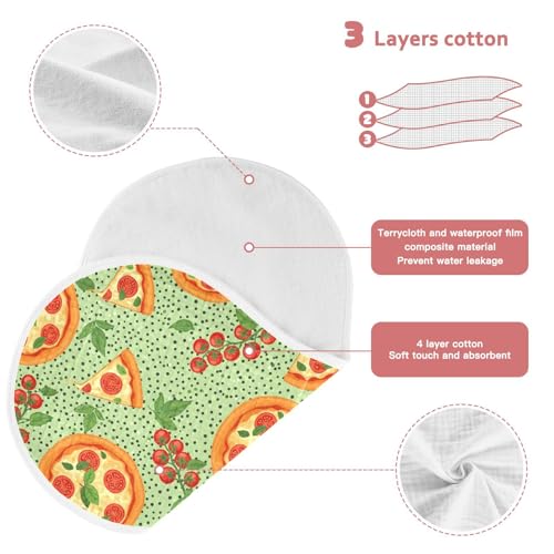 J JOYSAY Pizza Tomato Green Baby Burp Cloths for Boys Girls Large 22''x11'' Cotton 4 Layer Baby Spit Up for Newborn one sizex13