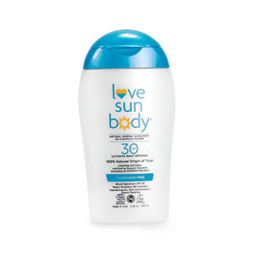 Love Sun Body 100% Natural Origin Mineral Sunscreen SPF 30 Fragrance-Free 3.38 oz - 100 ml Cosmos Natural