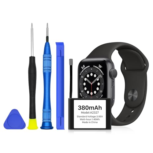 KOOAQQ Battery for Watch Series 6 44mm, 380mAh Replacement Battery for Watch Series 6 iWatch 44mm Model A2327, A2292, A2294, A2376 with Repair Tool Kit (Not for Series 6 40mm)