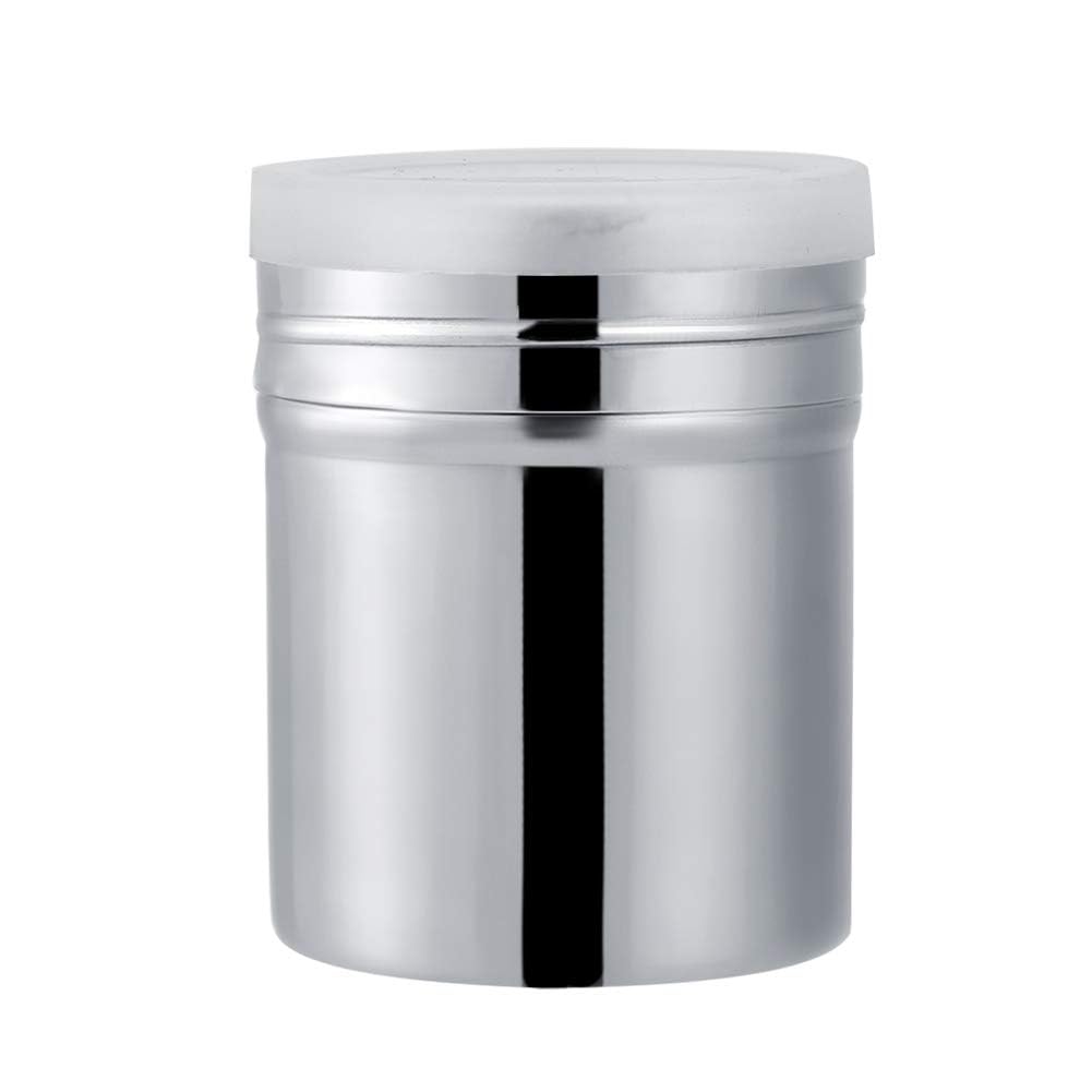 Stainless Steel Powder Sugar Shaker with Lid, Stainless Steel Fine Mesh Shaker, Powder Sugar Shaker Duster for Cinnamon Cocoa Flour Chocolate Shaker(M)
