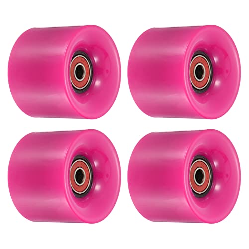 PATIKIL 60mm Longboard Wheels with Bearings ABEC-9, 4 Pack Street Wheels for Skateboards Cruiser Wheel Replacement 80A, Rose Red
