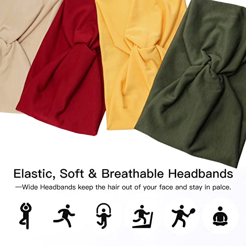 Carede Wide Headbands For Women, Large Twist Headbands Boho Turban Headband Stretchy Head Wraps Yoga Head Bands For Women's Hair,Pack Of 8 #TOP6