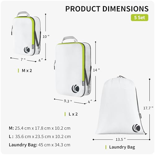 Cipway Compression Packing Cubes, 5 Set Compressible Expandable Luggage Organizers for Travel, Ultralight Carry-On Packing Cube (White) by Cipway - Image 5