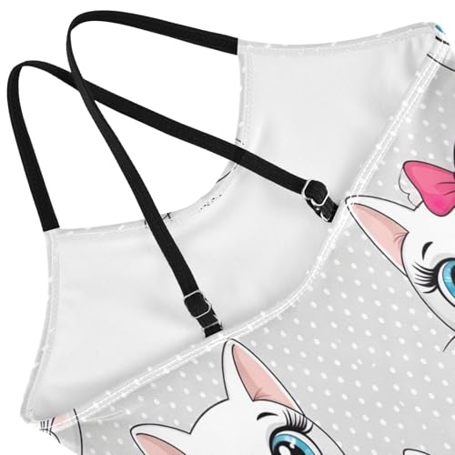 Cute Cartoon Cats Child Girl Swimsuit with Adjustable Shoulder Strap, Beach Swimsuit, 3-104