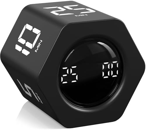 Rotating Pomodoro Timer 5, 25, 10 30,60 Mins Preset Stopwatch, De...