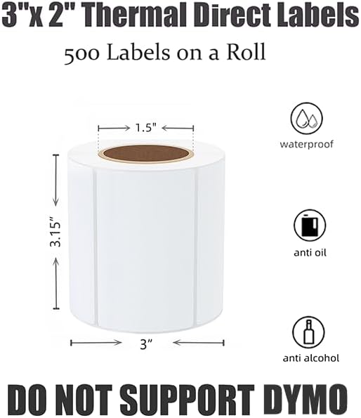 Hybsk 3x2 inch Direct Thermal Labels for Barcodes, Address, Compatible with Rollo Label Printer & Zebra Desktop Printers (3"x2",White) - Image 3