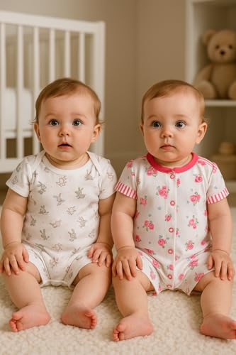 Image of TuddyBuddy 100% Cotton Romper /Jumpsuit /Bodysuit Set for Baby (Pack of 2 Playsuits)