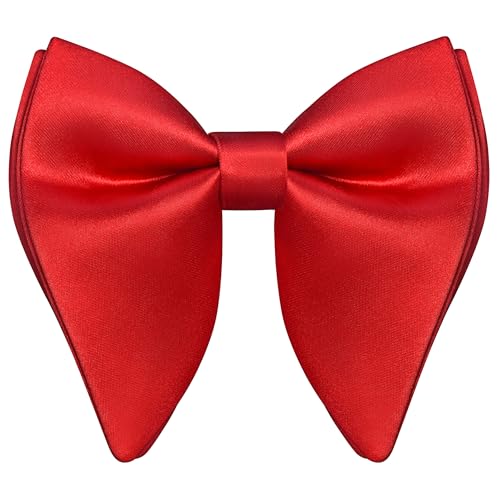 Branduce Red Bow Tie for Men Pre-tied Adjustable Silk Blend Oversize Big Bowties for Wedding Party (BB14-01)
