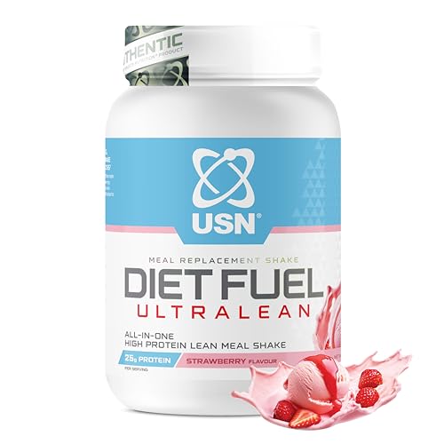 USN Diet Fuel Ultralean Meal Replacement Shake | Strawberry | 1kg with 18 Servings | High Protein, Low Calorie Shake | Calorie-Controlled Diet Support for Weight Loss | 24 Vitamins & Minerals