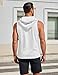 COOFANDY Men Sleeveless Hooded Gym Shirts Cotton Bodybuilding Tank Top Workout Muscle Fitness Shirts White