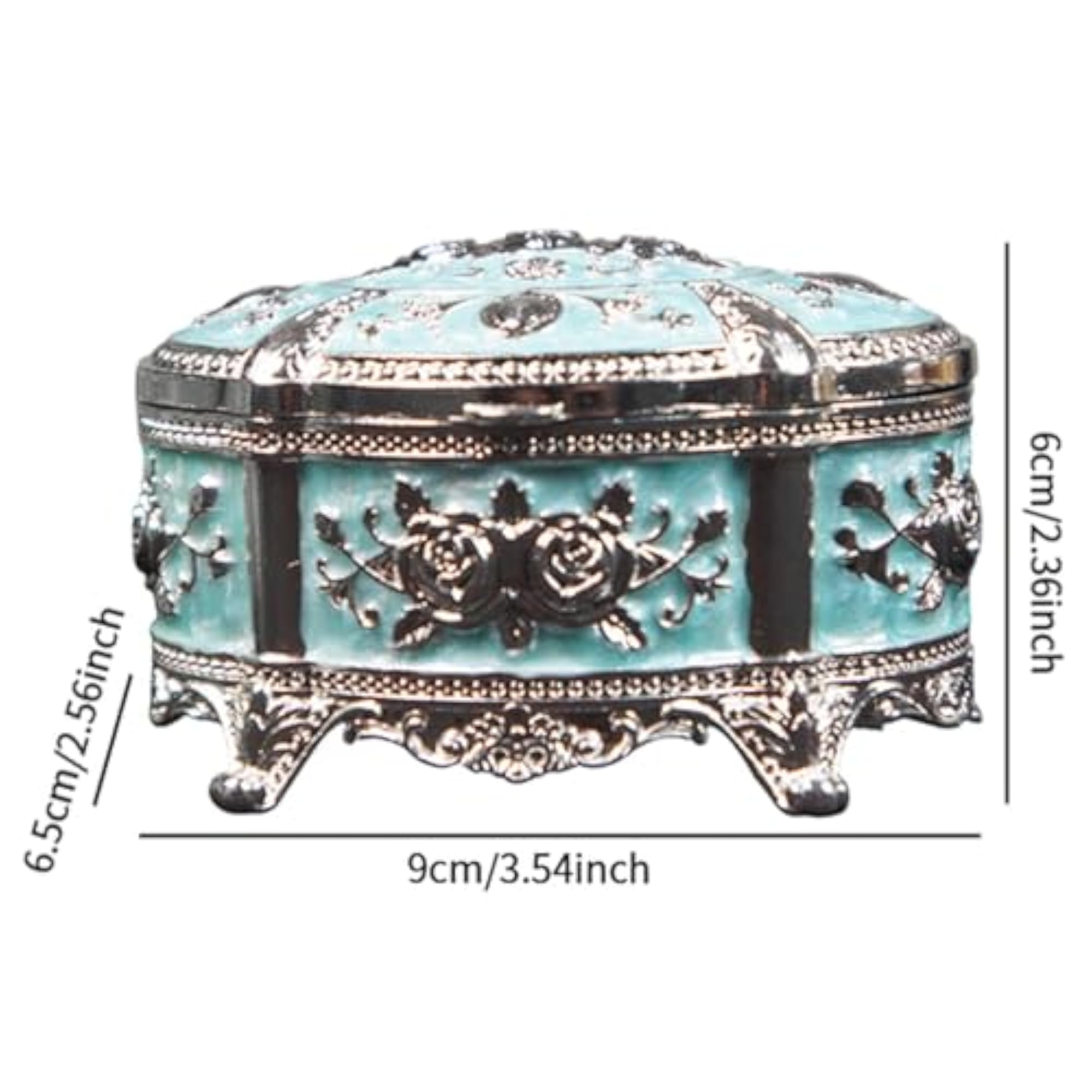 Luxury Jewelry Box Organizer, Silver Blue Trinket Case