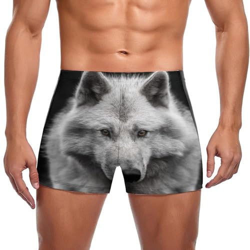 Swim briefs homme loup noir boxer de bain confortable anti frottement