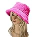 Umeepar Winter Faux Fur Fuzzy Bucket Hat Fluffy Warm Hat for Women Men (Plain Rose)