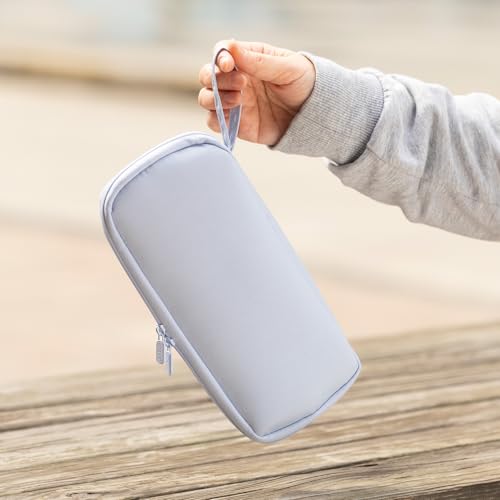 Image of ANGOOBABY Pencil Case Wide Opening Durable Pen Pouch Lightweight Portable Pencil Bag with Handle for School Teen Girl Boy Men Women Adults Blue