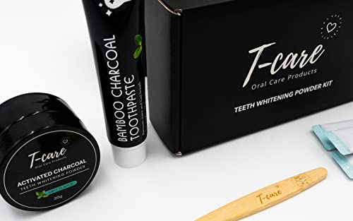 Image of Brilish Charcoal Teeth Whitening Tooth-Care Kit - Natural Activated Charcoal Powder, Charcoal Toothpaste, Bamboo Toothbrush, Organic Pulling Oil - Fluoride-Free, Removes Stains, Freshens Breath