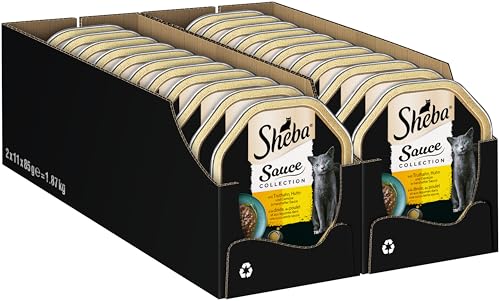 SHEBA Schale Nassfutter für Katzen Sauce Collection mit Truthahn Huhn und Gemüse 2 x 11 x 85g – Ansicht 1