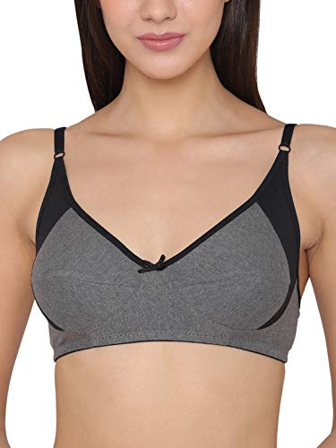 Image of Clovia Women's Cotton Solid Non-Padded Full Cup Wire Free T-Shirt Bra - Dark Grey