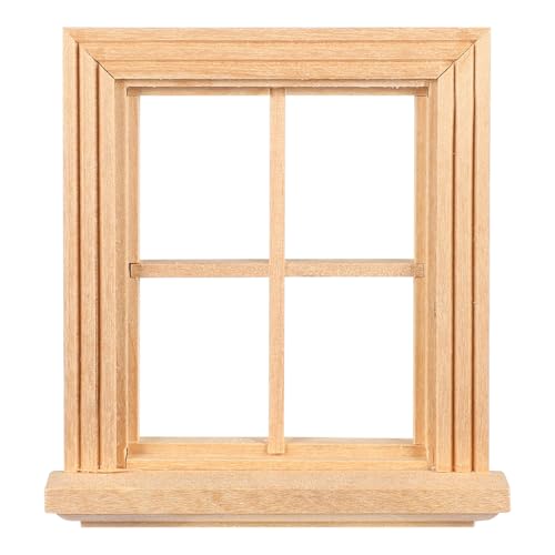 Garneck 2pcs Miniature Wood Window 1:12 Mini Window Frame Model Ornament Miniature Furniture Decoration for Toy House Doll House