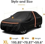 Couverture de voiture tout temps étanche avec fermeture à glissière de porte de conducteur, 420D-PU Couverture complète de véhicule pour Sedan, UV Pluie du soleil Snow Protection, taille XL, Convient à 189-198 dans les véhicules